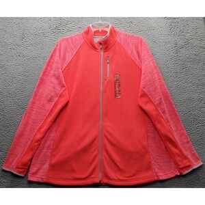 Tek Gear Fleece Activewear Jacket Womens 3X Pink Long Sleeve Mock Neck Full Zip